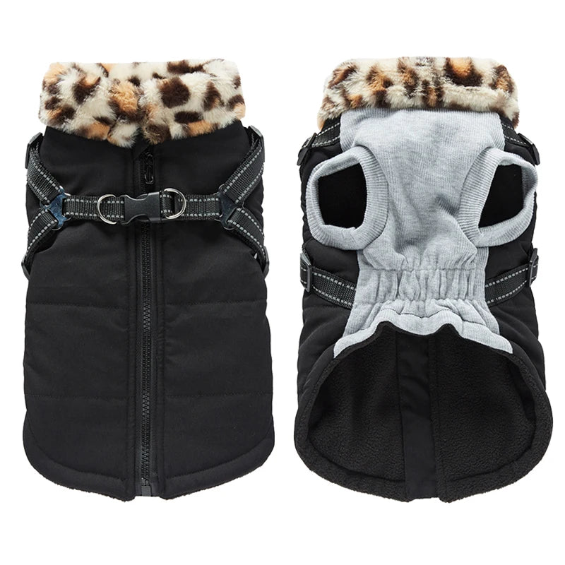 Waterproof Warm Dog Jacket Vest Winter Dog Clothes With Harness French-Bulldog Coat Pet Costume for Small Medium Dogs Chihuahua