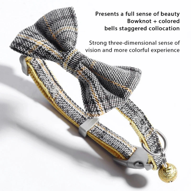 Christmas Cat Collar Big Bowknot Holiday Cats Dog Bow Tie Adjustable Neck Strap Pet Grooming Festival Puppy Kitten Necklace