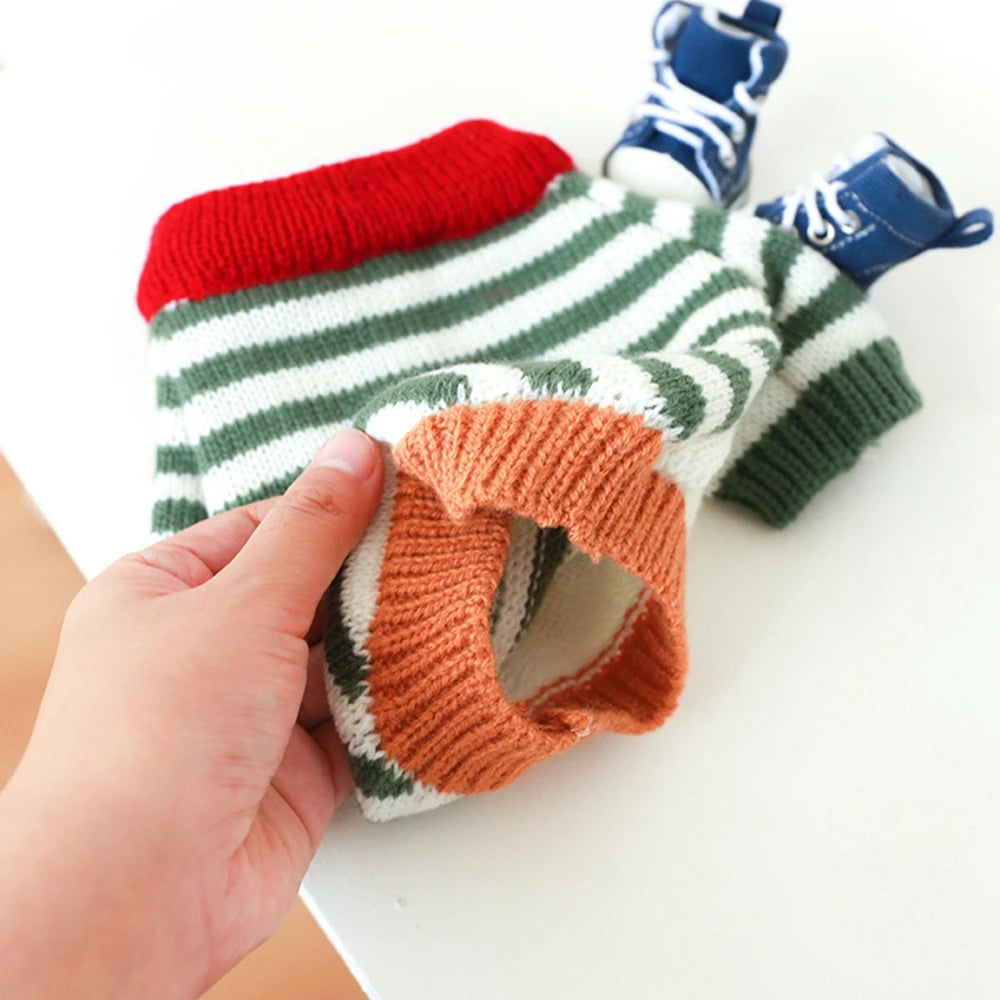 Christmas Dog Sweater Warm Pet Sweater Cute Striped Knitted Bowtie Puppy Cat Sweater Dog Sweatshirt Clothes Coat Outfit Apparel