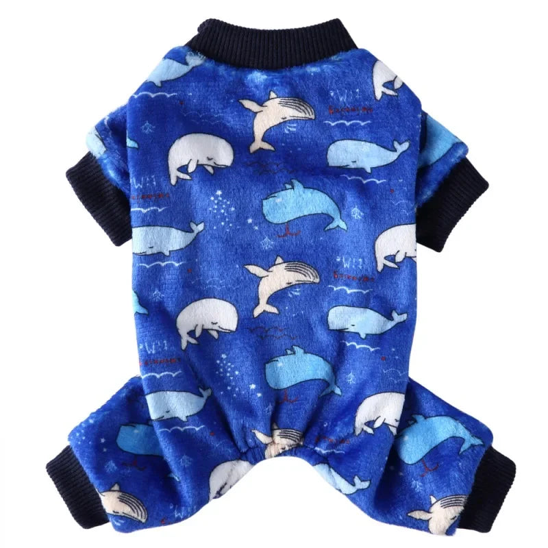 Dog Pajamas Winter Dog Clothes Print Warm Jumpsuit Coat For Small Dogs Puppy Dog Cat Chihuahua Pomeranian Clothing Jumpsuits