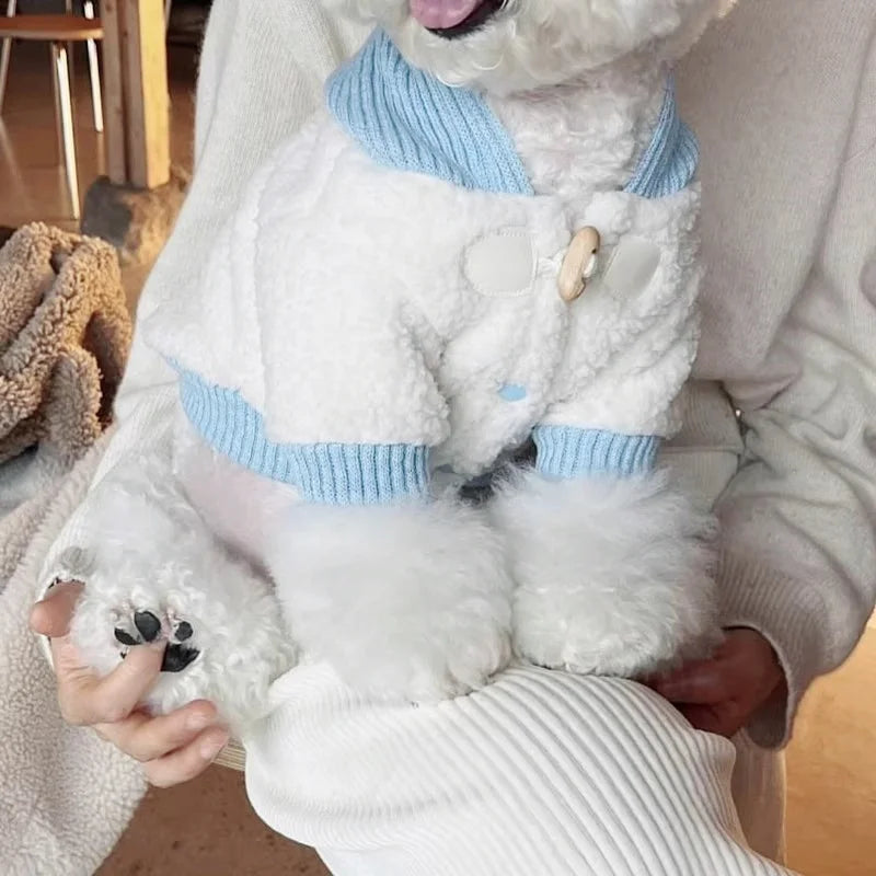 Autumn Soft Dog Jacket Coat Cute Solid Dog Clothes Luxury Puppy Overcoat Warm Plush Cat Hoodie Jacket Chihuahua Pet Coat Costume