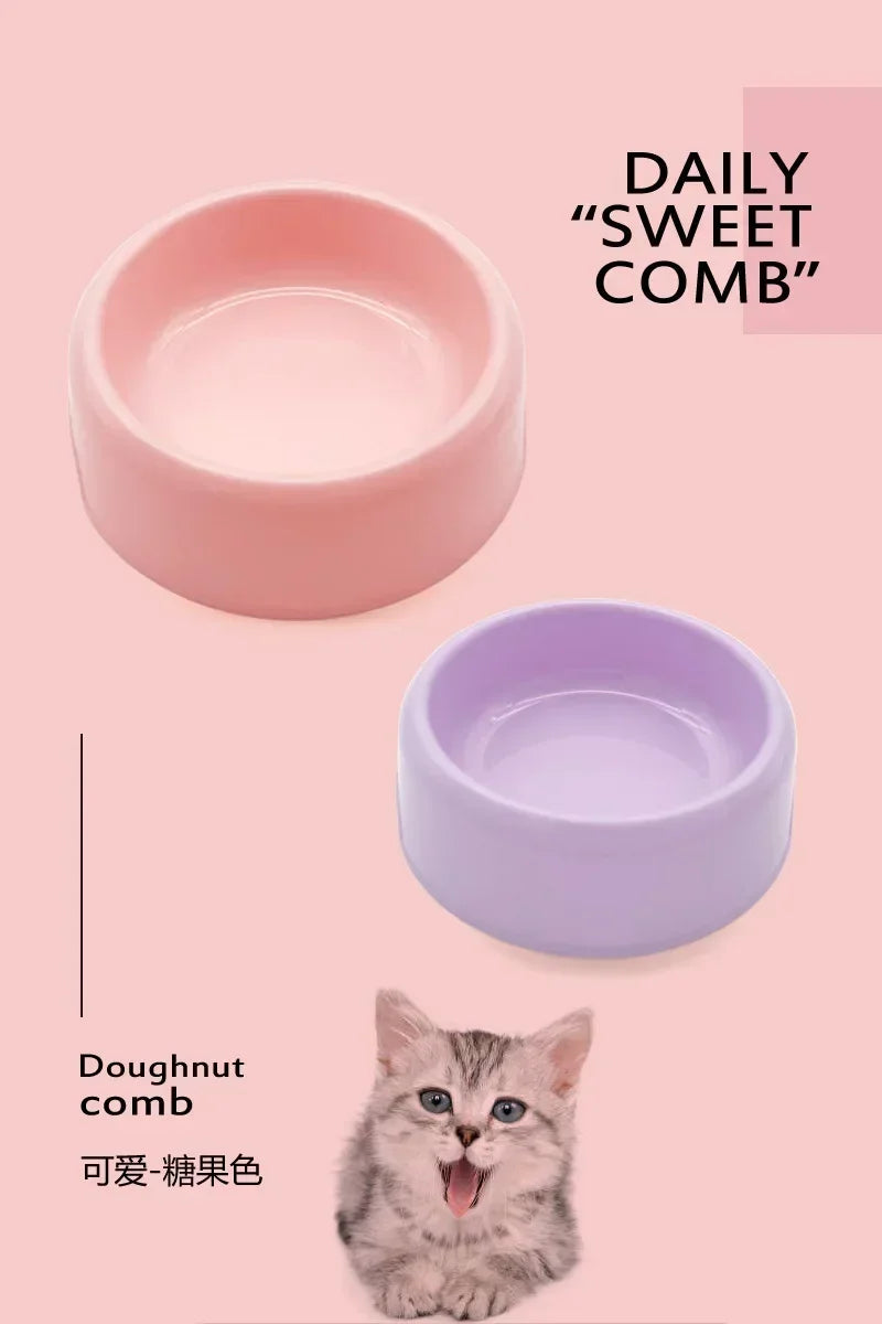 Nordic Style Pet Plastic Bowl Solid Color Simple Round Mouth Dog Bowl Small Fresh Dog Food Set Cat Pet Bowl Dog Accessories