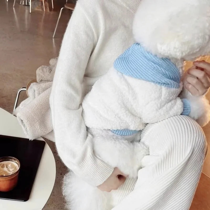 Autumn Soft Dog Jacket Coat Cute Solid Dog Clothes Luxury Puppy Overcoat Warm Plush Cat Hoodie Jacket Chihuahua Pet Coat Costume