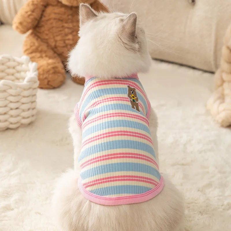 Striped Dog Cooling Vest Cute Dog Clothes Summer Pet T Shirts Chihuahua Costume Bichon Dog Clothing Cat Undershirt Puppy Vests