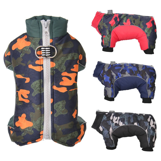 Pet Dog Clothes For Small Dogs Cat Winter Warm Fleece Thicken Coat Puppy Windproof Camouflage Jumpsuit Yorkshire Jacket Overalls