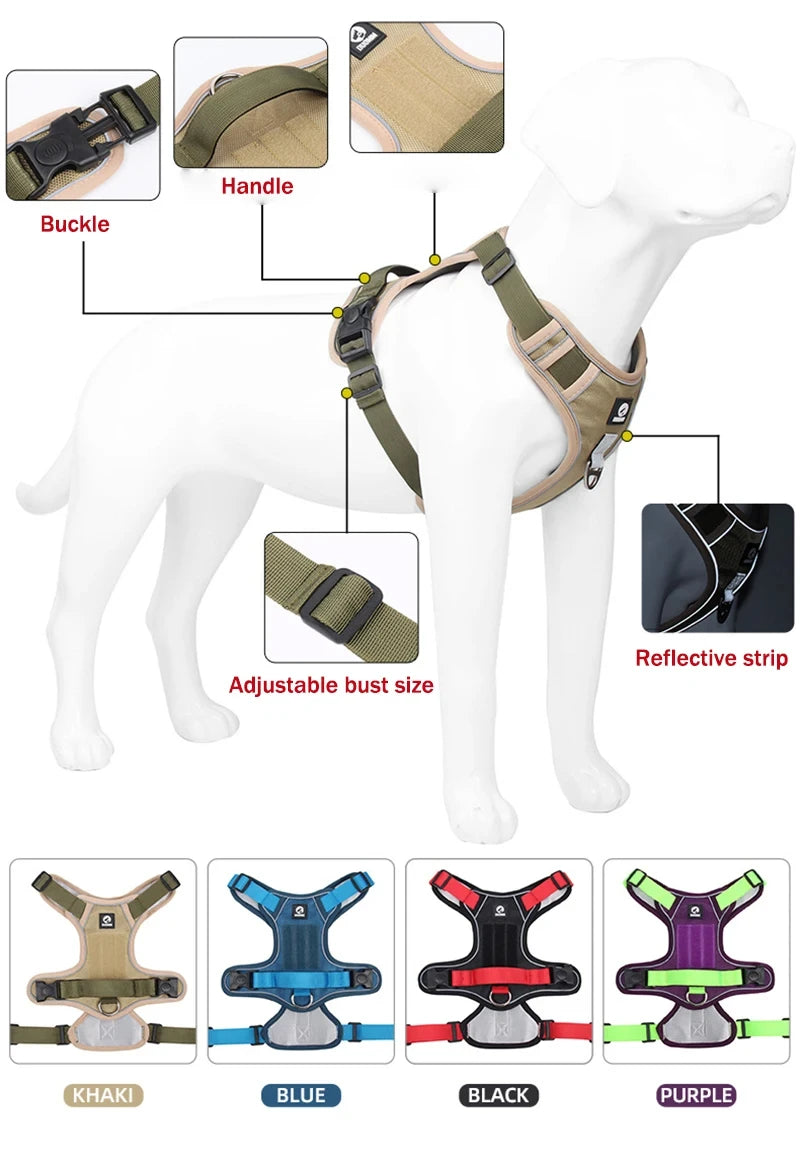 Pet Harness Reflective Dog Harness Vest Adjustable Safety Lead Straps for Medium Large Dogs French Bulldog Walking Harnesses
