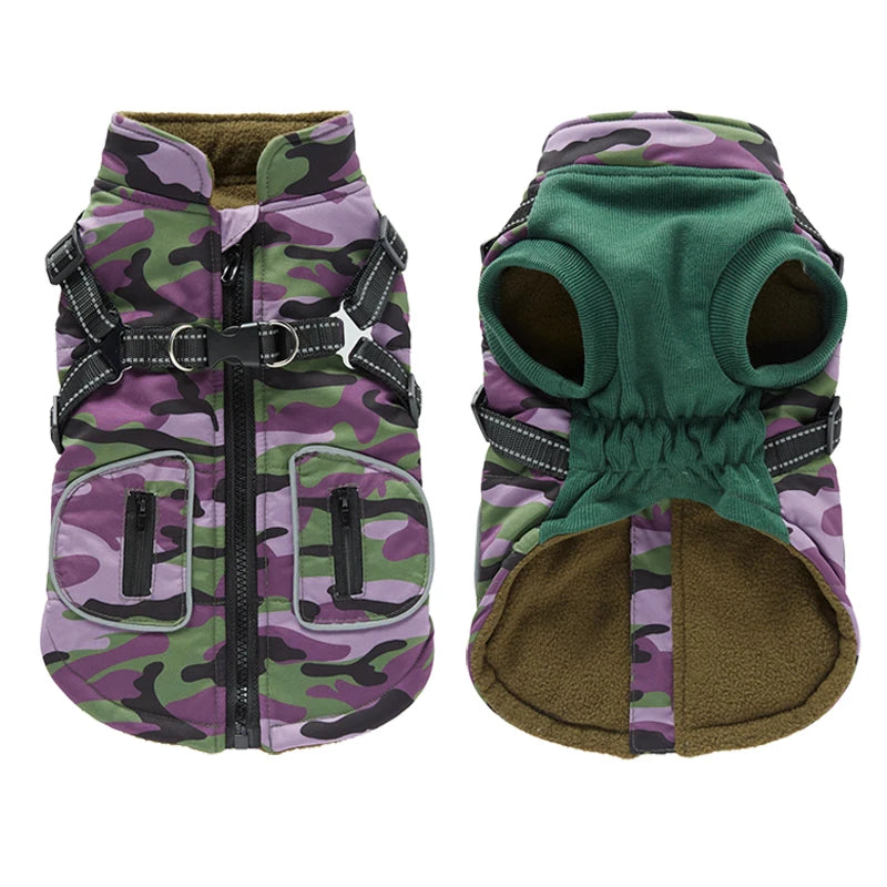 Waterproof Warm Dog Jacket Vest Winter Dog Clothes With Harness French-Bulldog Coat Pet Costume for Small Medium Dogs Chihuahua