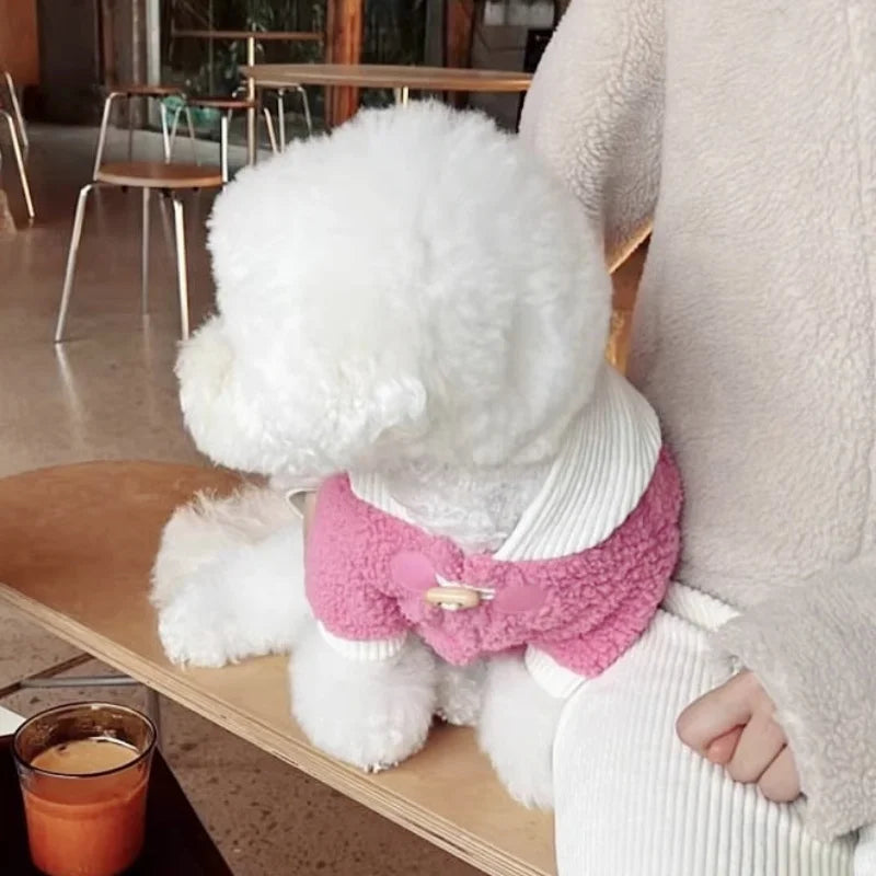 Autumn Soft Dog Jacket Coat Cute Solid Dog Clothes Luxury Puppy Overcoat Warm Plush Cat Hoodie Jacket Chihuahua Pet Coat Costume