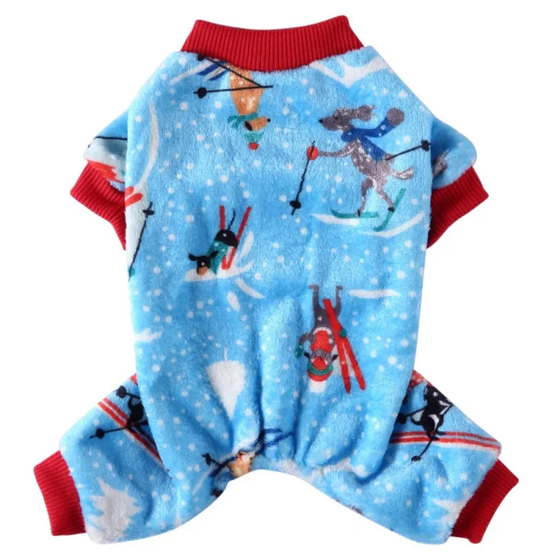 Dog Pajamas Winter Dog Clothes Print Warm Jumpsuit Coat For Small Dogs Puppy Dog Cat Chihuahua Pomeranian Clothing Jumpsuits