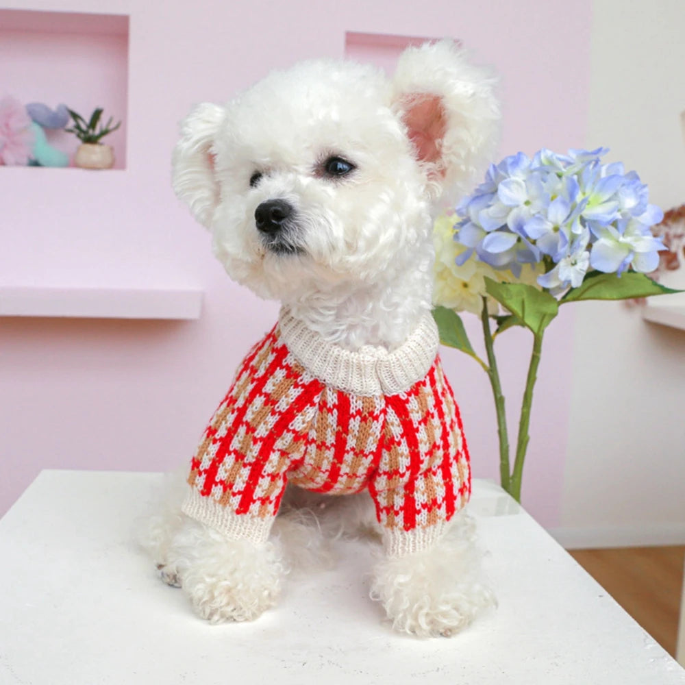 Christmas Dog Sweater Warm Pet Sweater Cute Striped Knitted Bowtie Puppy Cat Sweater Dog Sweatshirt Clothes Coat Outfit Apparel