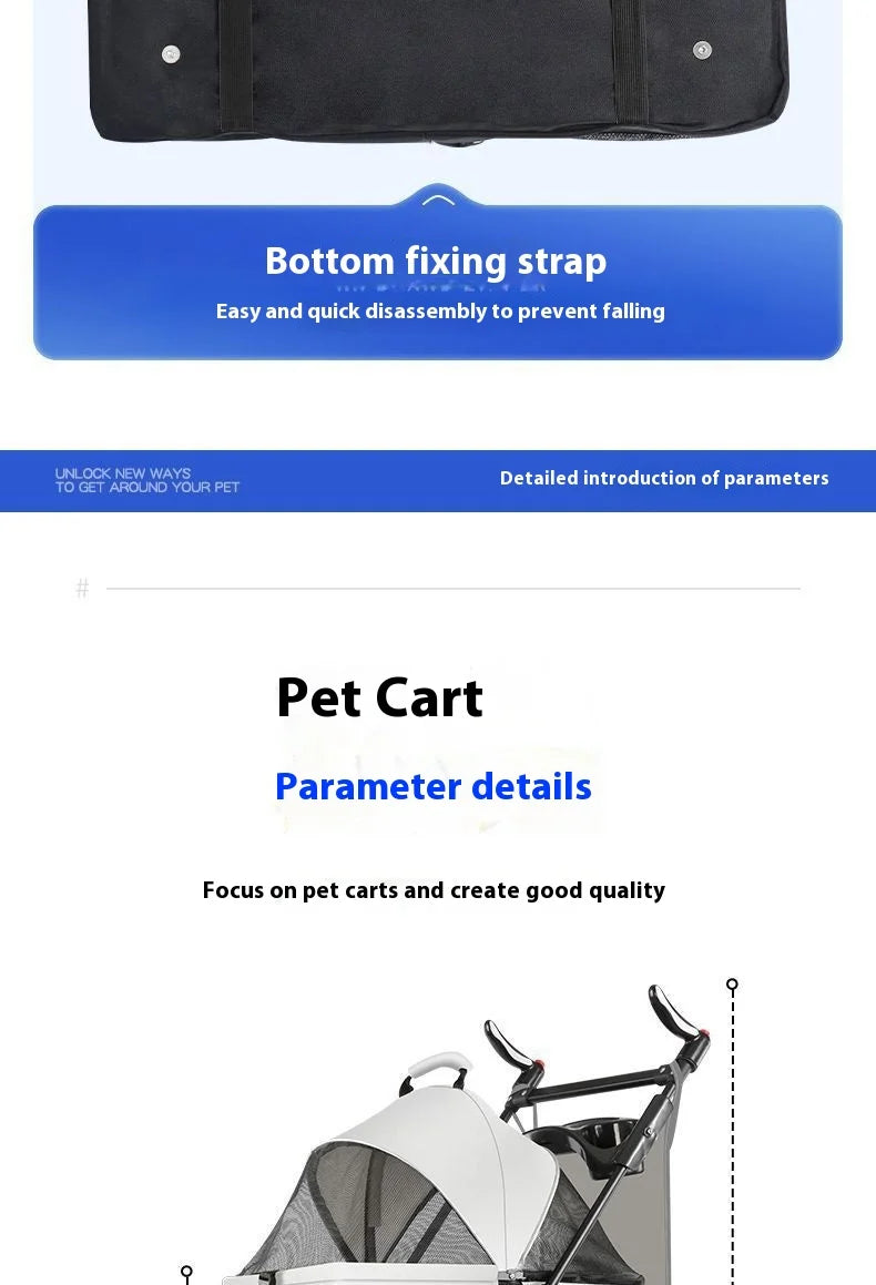 Pet Cart Portable Folding Outdoor Dog Cat Cart Pet Bag Out Small And Medium-Sized Dog Cart Handbag Detachable Multifunctional