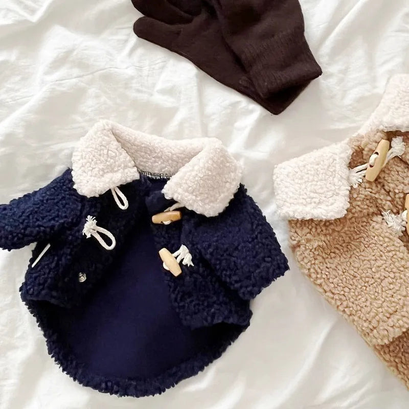 Autumn Soft Dog Jacket Coat Cute Solid Dog Clothes Luxury Puppy Overcoat Warm Plush Cat Hoodie Jacket Chihuahua Pet Coat Costume