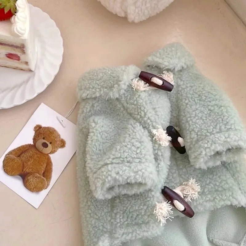 Autumn Soft Dog Jacket Coat Cute Solid Dog Clothes Luxury Puppy Overcoat Warm Plush Cat Hoodie Jacket Chihuahua Pet Coat Costume