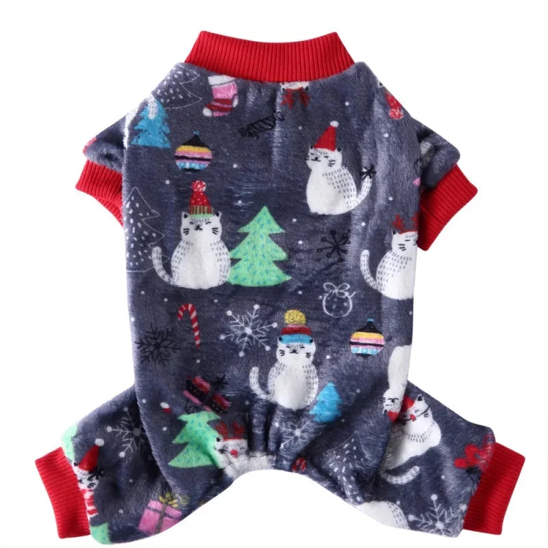 Dog Pajamas Winter Dog Clothes Print Warm Jumpsuit Coat For Small Dogs Puppy Dog Cat Chihuahua Pomeranian Clothing Jumpsuits