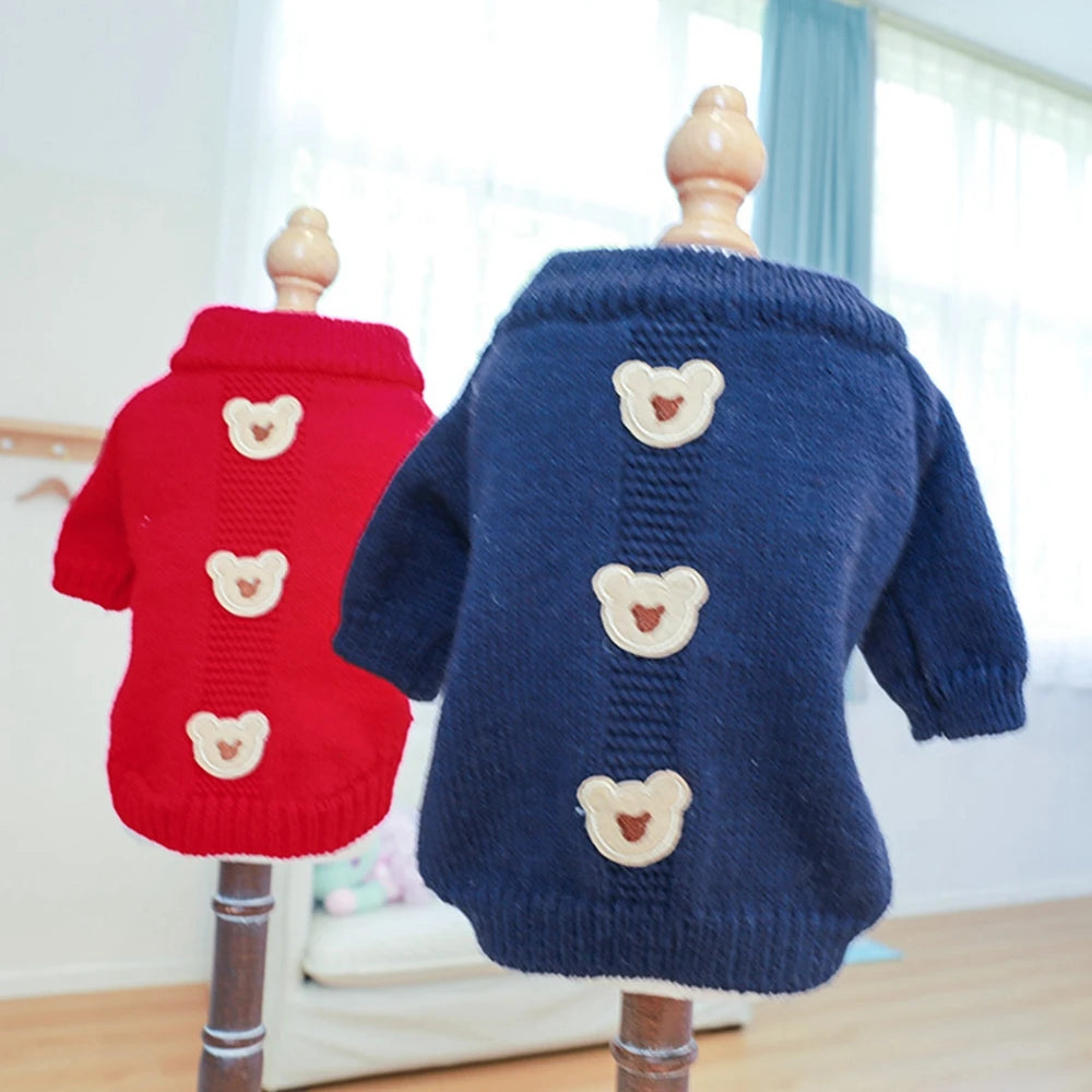 Christmas Dog Sweater Warm Pet Sweater Cute Striped Knitted Bowtie Puppy Cat Sweater Dog Sweatshirt Clothes Coat Outfit Apparel