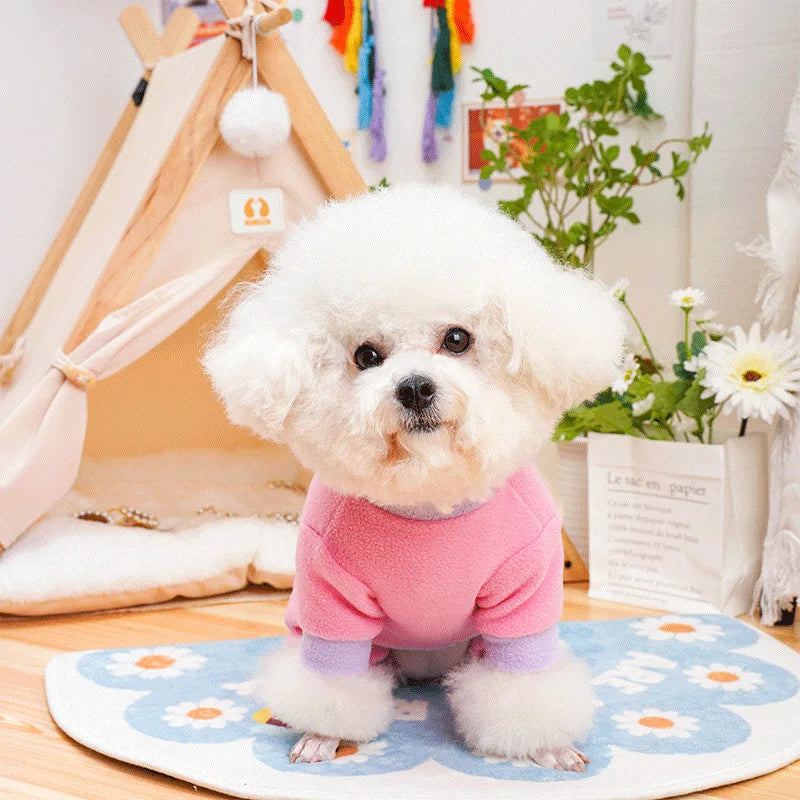 Heart Pattern Dog Pajamas for Small Dogs,Warm Fleece Dog Jumpsuit Yorkie Puppy Onesie Autumn Winter Clothes Pet Apparel
