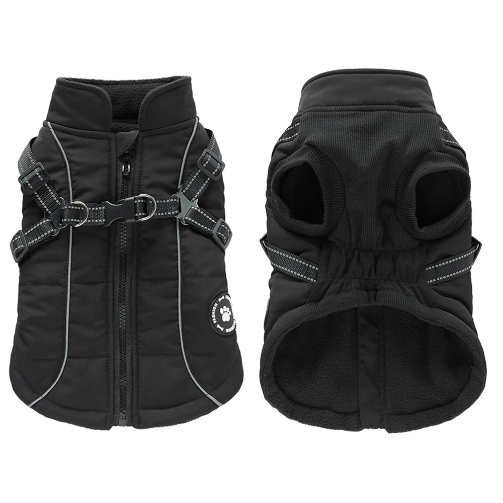 Waterproof Warm Dog Jacket Vest Winter Dog Clothes With Harness French-Bulldog Coat Pet Costume for Small Medium Dogs Chihuahua