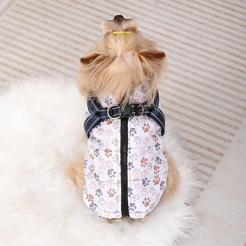Pet Puppy Jacket With Harness Autumn Winter Warm Dog Clothes For Small Medium Dogs Cat Safe Reflective Waterproof Chihuahua Coat