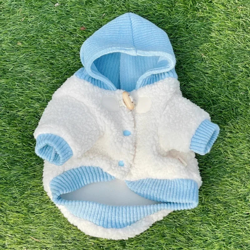 Autumn Soft Dog Jacket Coat Cute Solid Dog Clothes Luxury Puppy Overcoat Warm Plush Cat Hoodie Jacket Chihuahua Pet Coat Costume