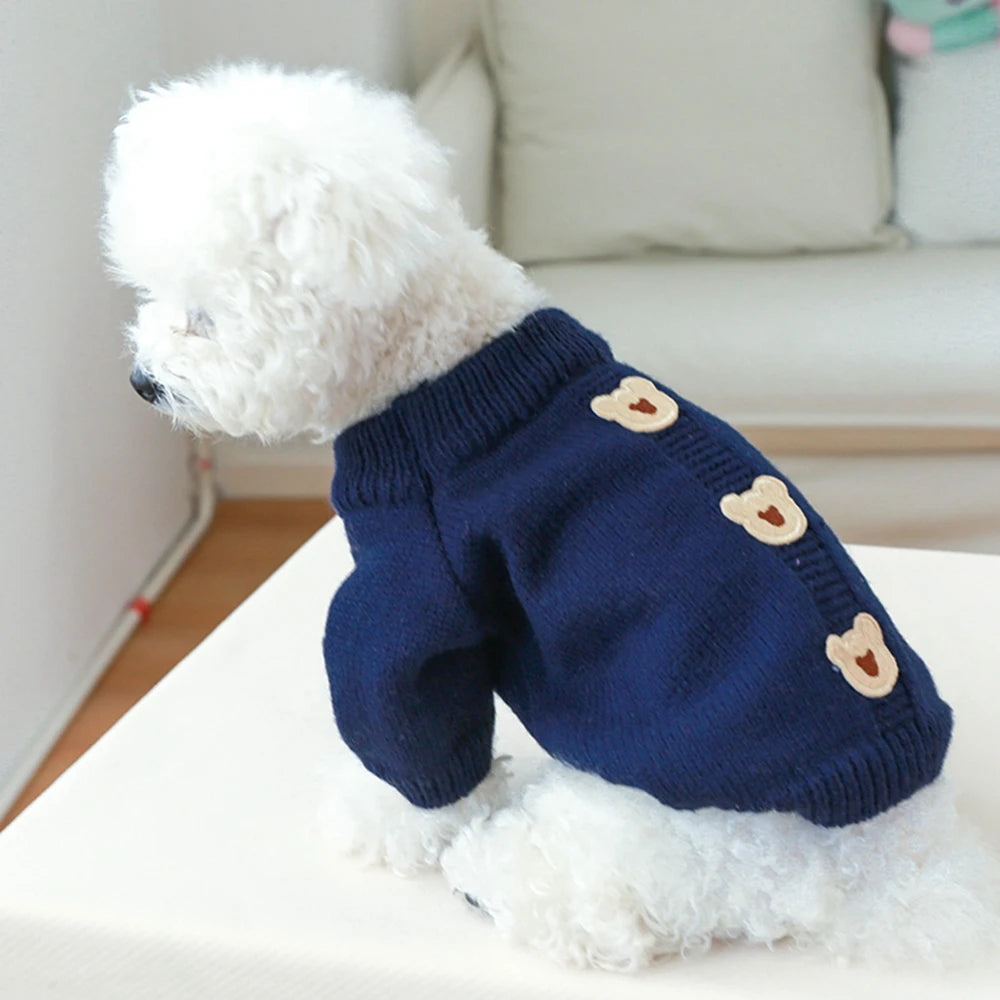 Christmas Dog Sweater Warm Pet Sweater Cute Striped Knitted Bowtie Puppy Cat Sweater Dog Sweatshirt Clothes Coat Outfit Apparel