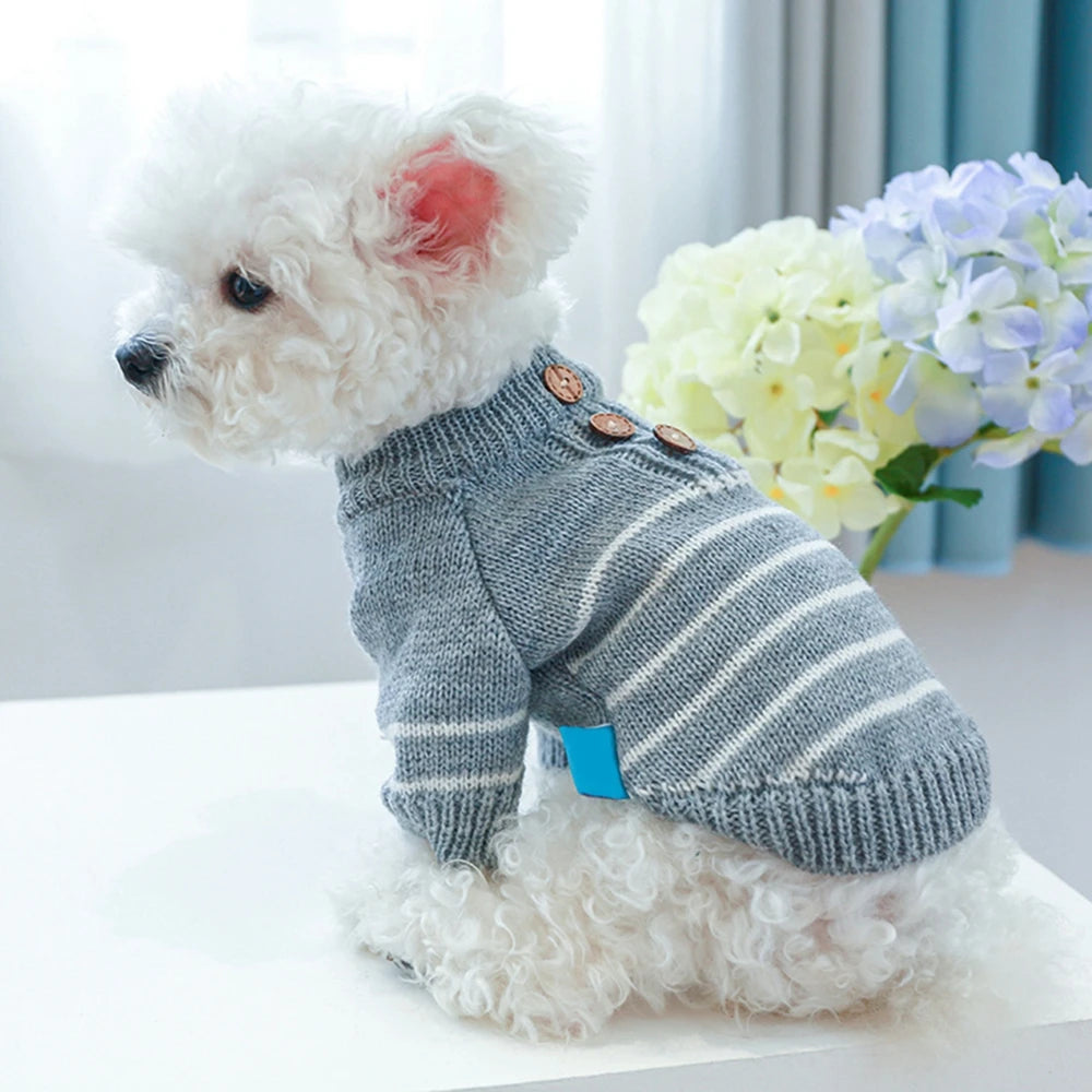 Christmas Dog Sweater Warm Pet Sweater Cute Striped Knitted Bowtie Puppy Cat Sweater Dog Sweatshirt Clothes Coat Outfit Apparel