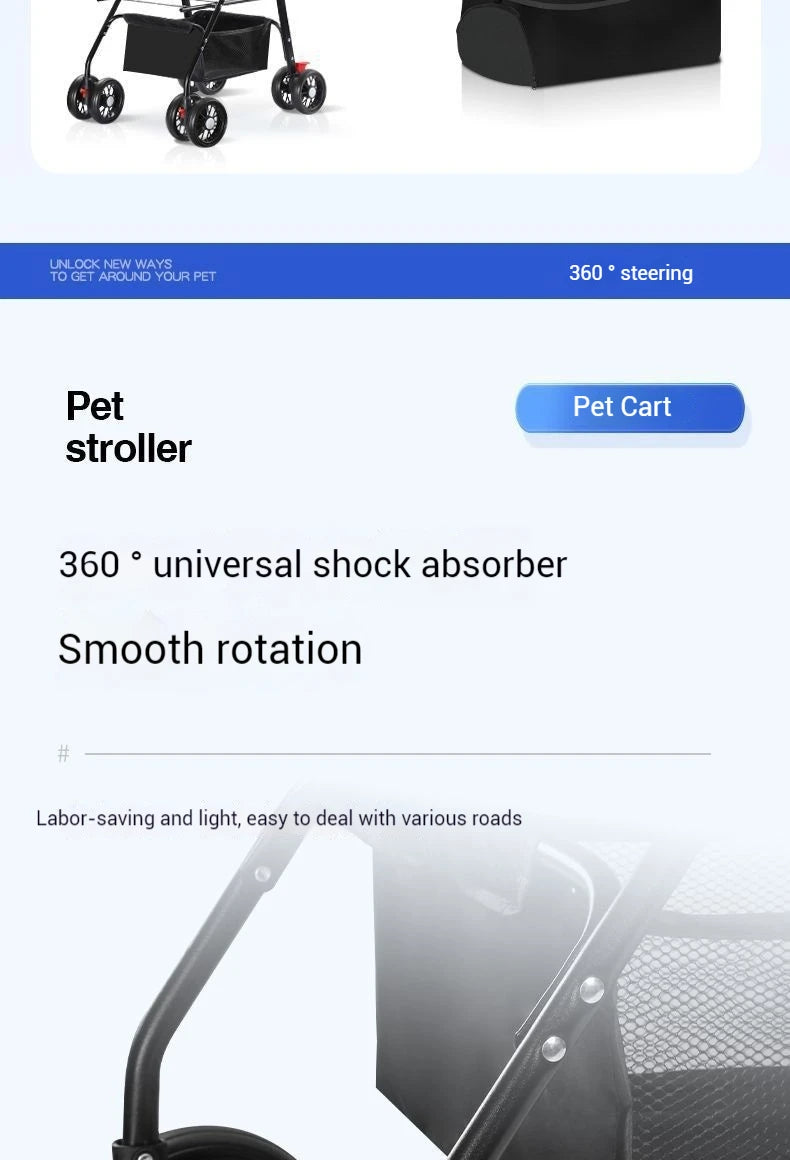 Pet Cart Portable Folding Outdoor Dog Cat Cart Pet Bag Out Small And Medium-Sized Dog Cart Handbag Detachable Multifunctional