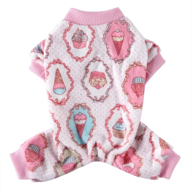 Dog Pajamas Winter Dog Clothes Print Warm Jumpsuit Coat For Small Dogs Puppy Dog Cat Chihuahua Pomeranian Clothing Jumpsuits