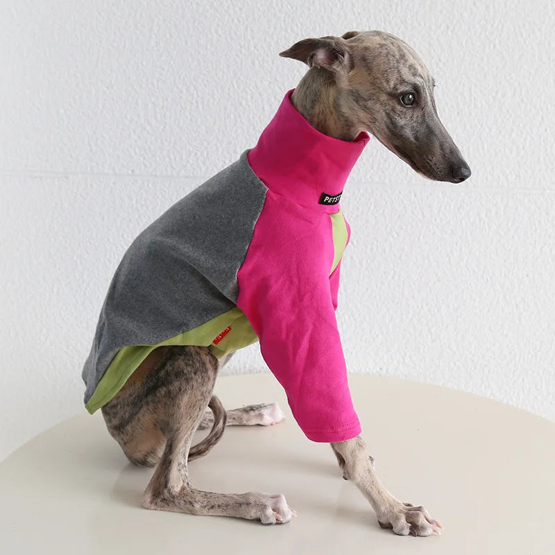 Autumn Winter Warm Soft Dog Clothes High Collar Greyhound 2 Legged Fleece Sweaters Long Sleeve Pet Shirts