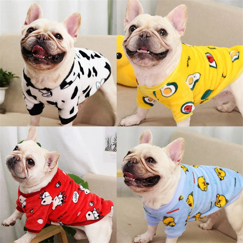 Lovely Leopard Pet Dog Clothes Soft Flannel Winter Puppy Overalls York Dog Cartoon Printing Sphinx Cat Sweatshirt Drop Shipping