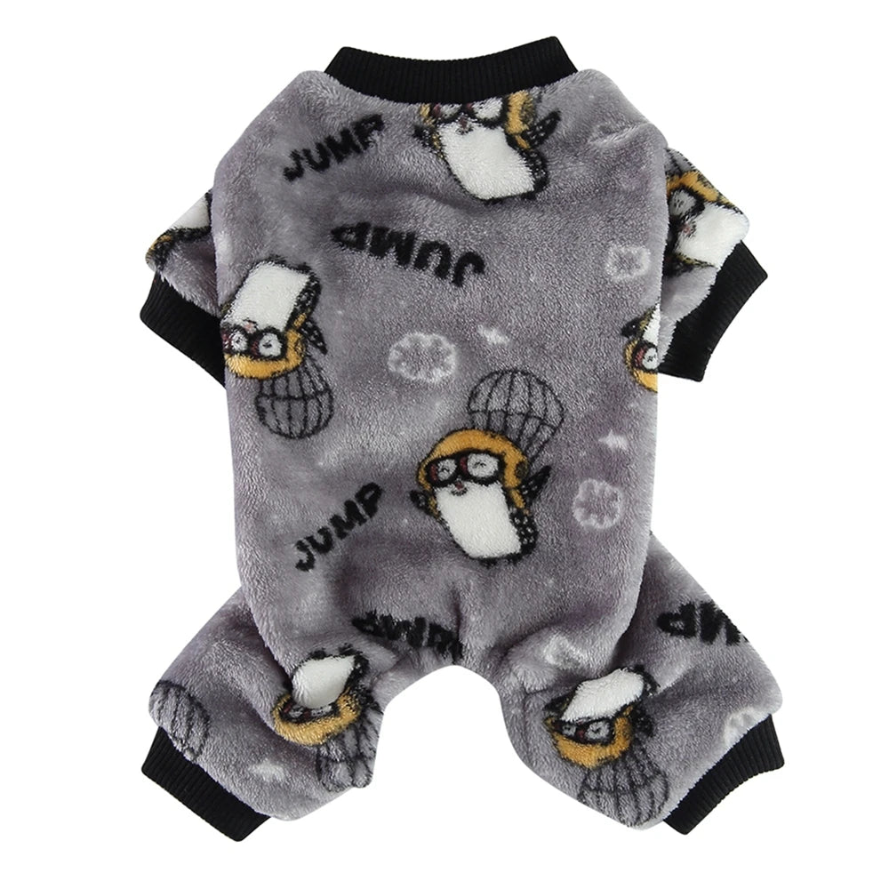 Dog Pajamas Winter Dog Clothes Dot Print Warm Jumpsuits Coat For Small Dogs Puppy Dog Cat Chihuahua Pomeranian Nightshirt Pants