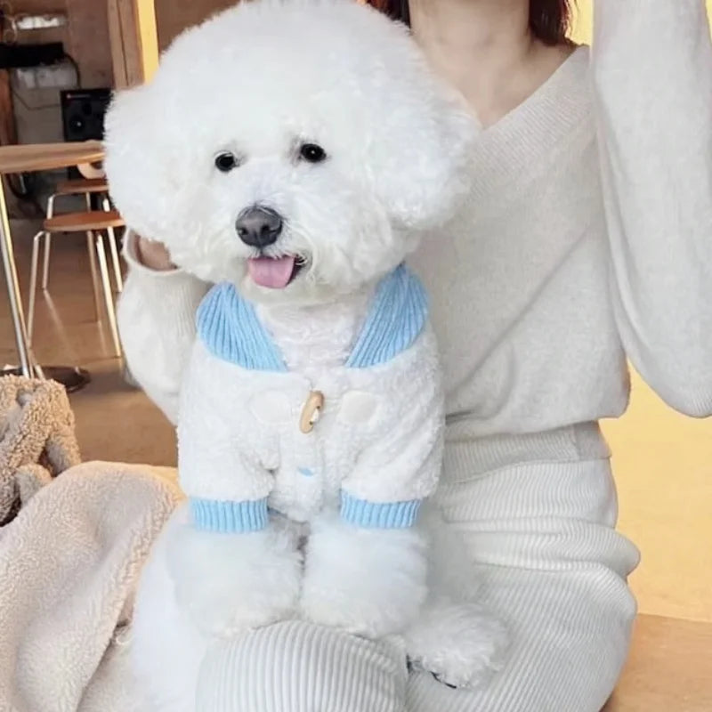 Autumn Soft Dog Jacket Coat Cute Solid Dog Clothes Luxury Puppy Overcoat Warm Plush Cat Hoodie Jacket Chihuahua Pet Coat Costume