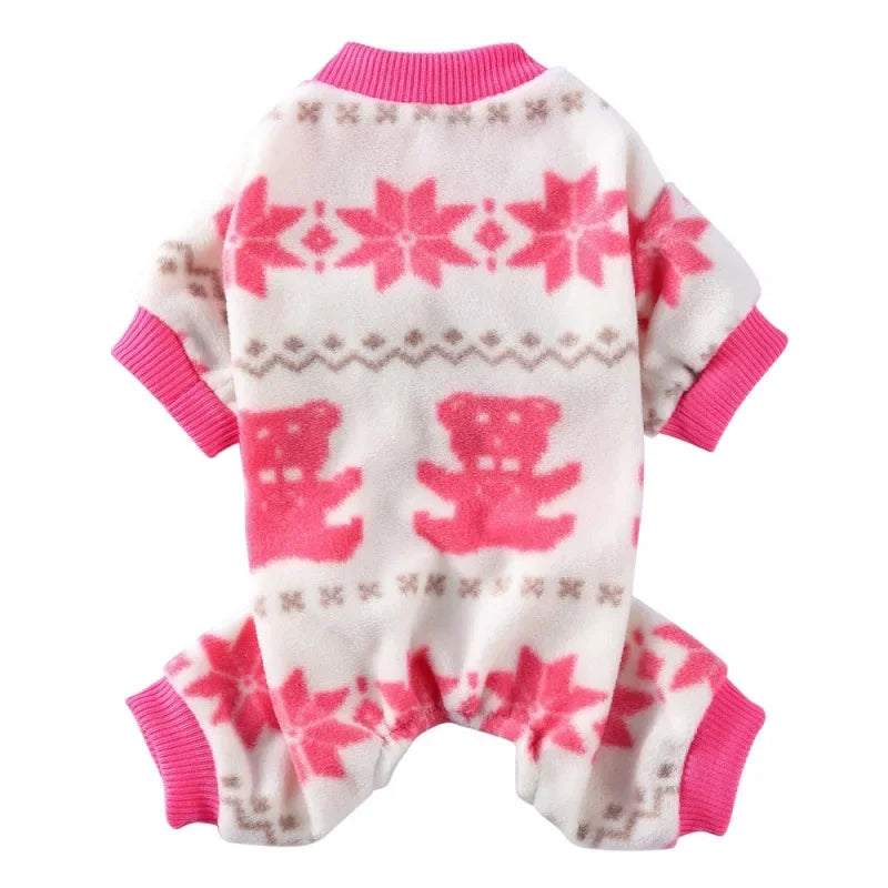 Dog Pajamas Winter Dog Clothes Print Warm Jumpsuit Coat For Small Dogs Puppy Dog Cat Chihuahua Pomeranian Clothing Jumpsuits