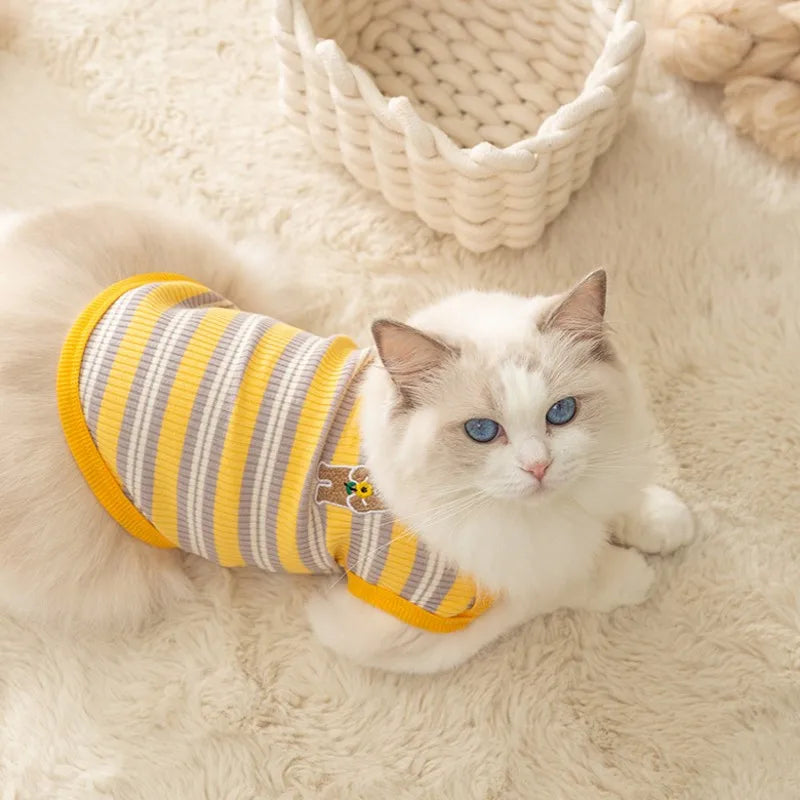 Striped Dog Cooling Vest Cute Dog Clothes Summer Pet T Shirts Chihuahua Costume Bichon Dog Clothing Cat Undershirt Puppy Vests