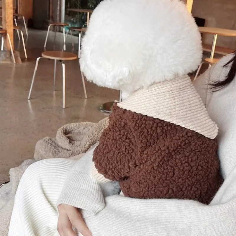 Autumn Soft Dog Jacket Coat Cute Solid Dog Clothes Luxury Puppy Overcoat Warm Plush Cat Hoodie Jacket Chihuahua Pet Coat Costume