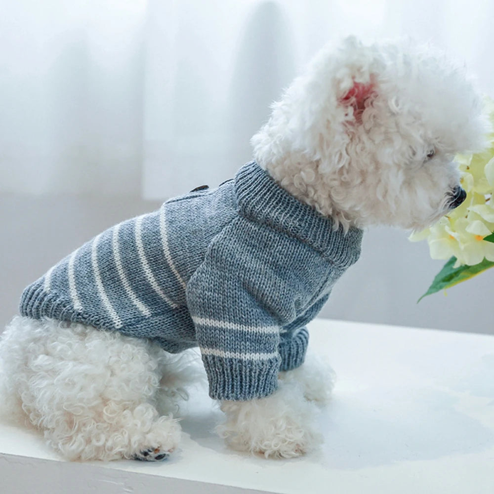 Christmas Dog Sweater Warm Pet Sweater Cute Striped Knitted Bowtie Puppy Cat Sweater Dog Sweatshirt Clothes Coat Outfit Apparel