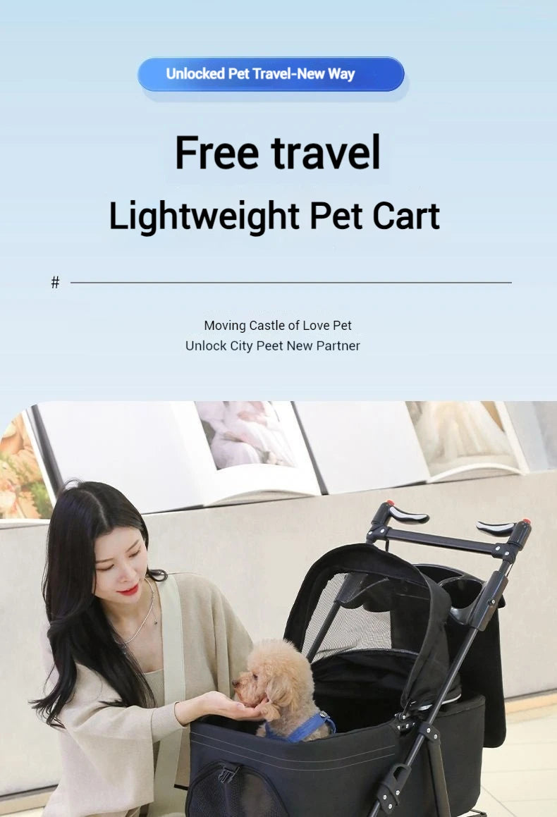 Pet Cart Portable Folding Outdoor Dog Cat Cart Pet Bag Out Small And Medium-Sized Dog Cart Handbag Detachable Multifunctional