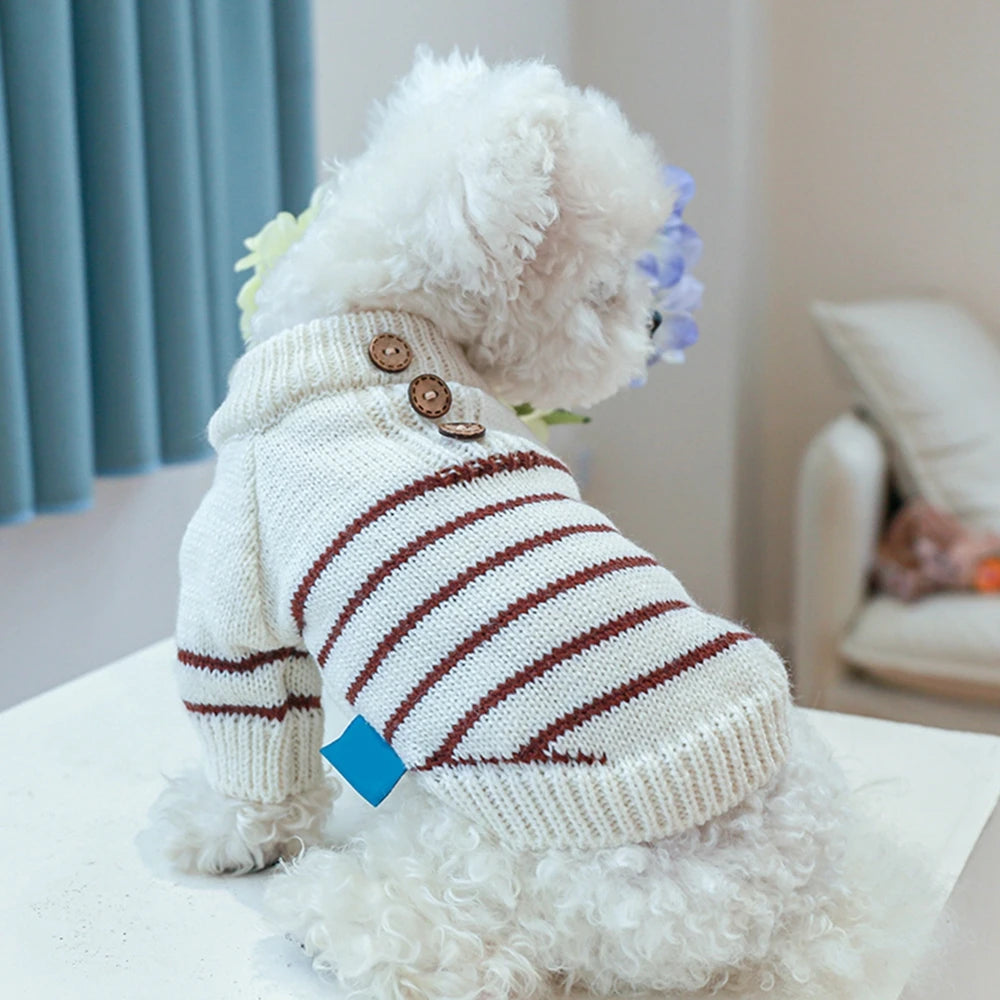 Christmas Dog Sweater Warm Pet Sweater Cute Striped Knitted Bowtie Puppy Cat Sweater Dog Sweatshirt Clothes Coat Outfit Apparel