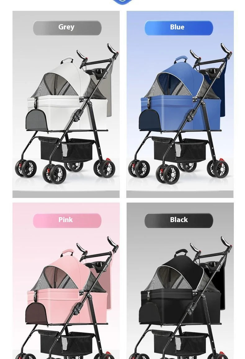 Pet Cart Portable Folding Outdoor Dog Cat Cart Pet Bag Out Small And Medium-Sized Dog Cart Handbag Detachable Multifunctional