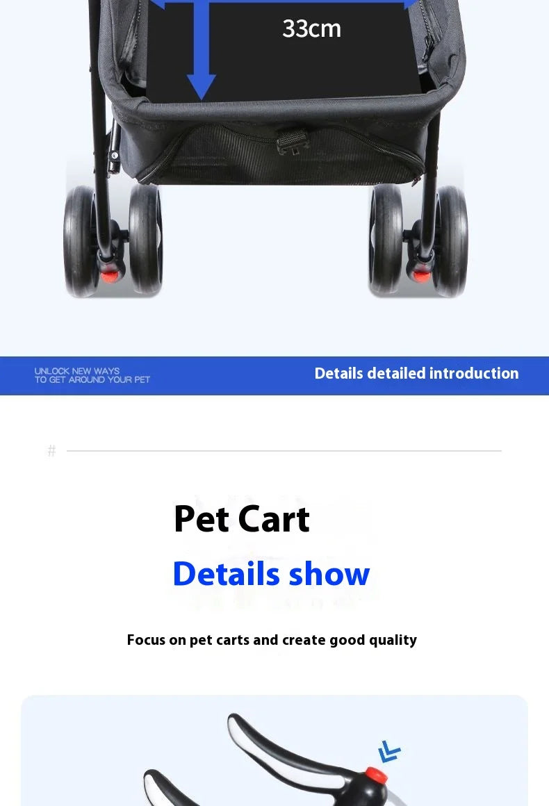 Pet Cart Portable Folding Outdoor Dog Cat Cart Pet Bag Out Small And Medium-Sized Dog Cart Handbag Detachable Multifunctional