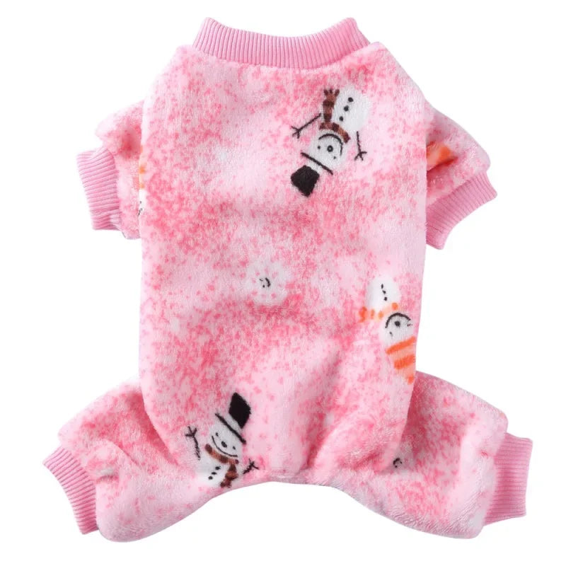 Dog Pajamas Winter Dog Clothes Print Warm Jumpsuit Coat For Small Dogs Puppy Dog Cat Chihuahua Pomeranian Clothing Jumpsuits