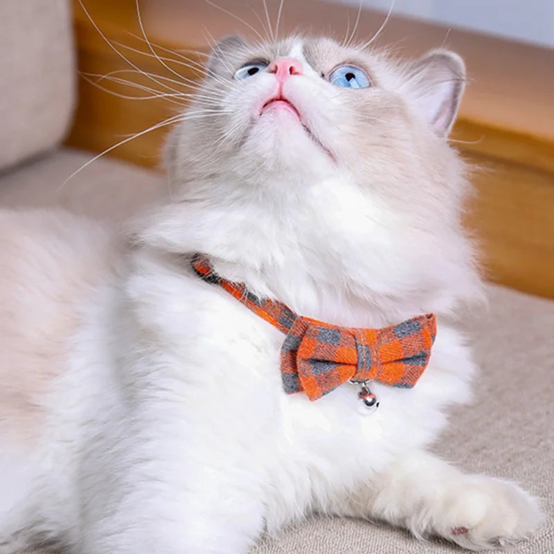 Christmas Cat Collar Big Bowknot Holiday Cats Dog Bow Tie Adjustable Neck Strap Pet Grooming Festival Puppy Kitten Necklace