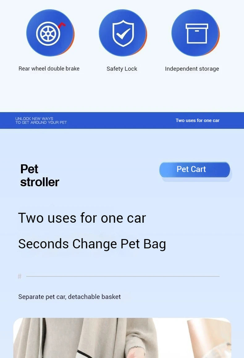 Pet Cart Portable Folding Outdoor Dog Cat Cart Pet Bag Out Small And Medium-Sized Dog Cart Handbag Detachable Multifunctional