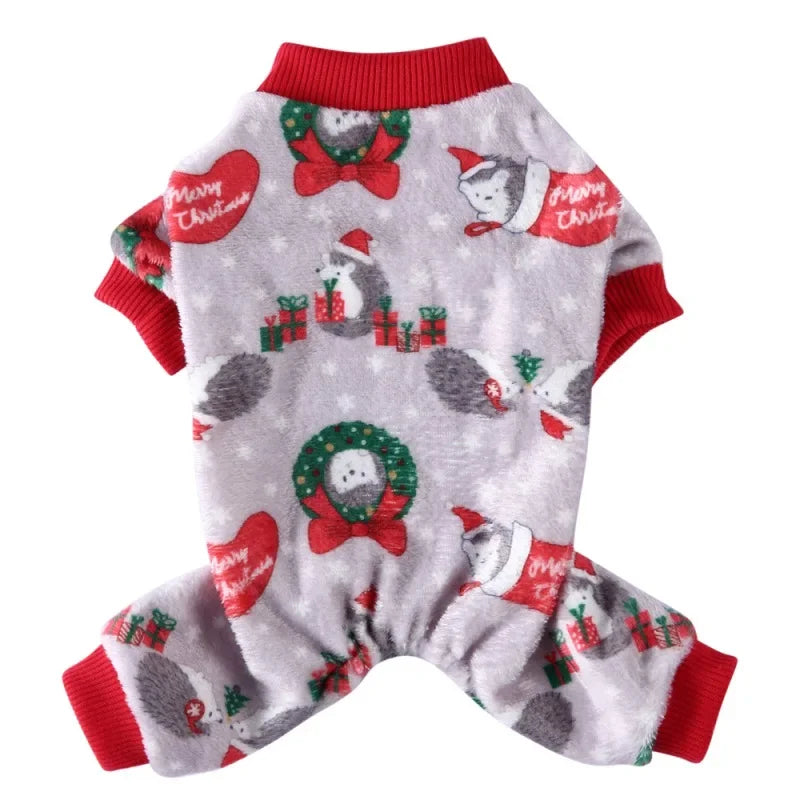 Dog Pajamas Winter Dog Clothes Print Warm Jumpsuit Coat For Small Dogs Puppy Dog Cat Chihuahua Pomeranian Clothing Jumpsuits