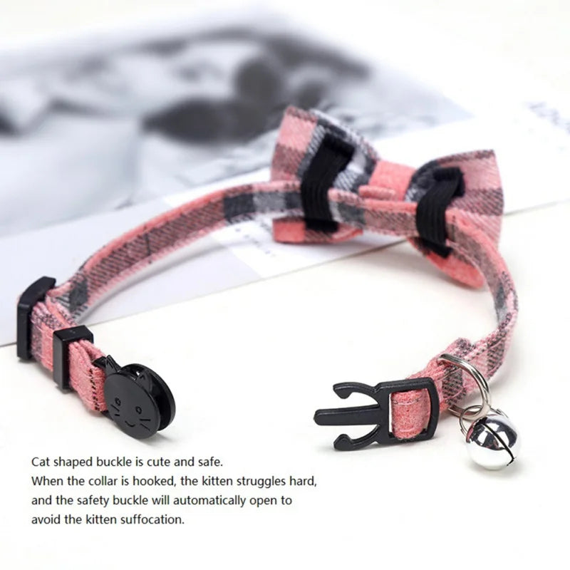 Christmas Cat Collar Big Bowknot Holiday Cats Dog Bow Tie Adjustable Neck Strap Pet Grooming Festival Puppy Kitten Necklace