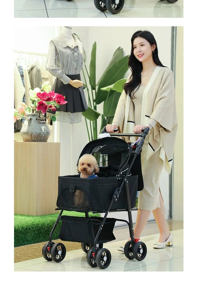 Pet Cart Portable Folding Outdoor Dog Cat Cart Pet Bag Out Small And Medium-Sized Dog Cart Handbag Detachable Multifunctional
