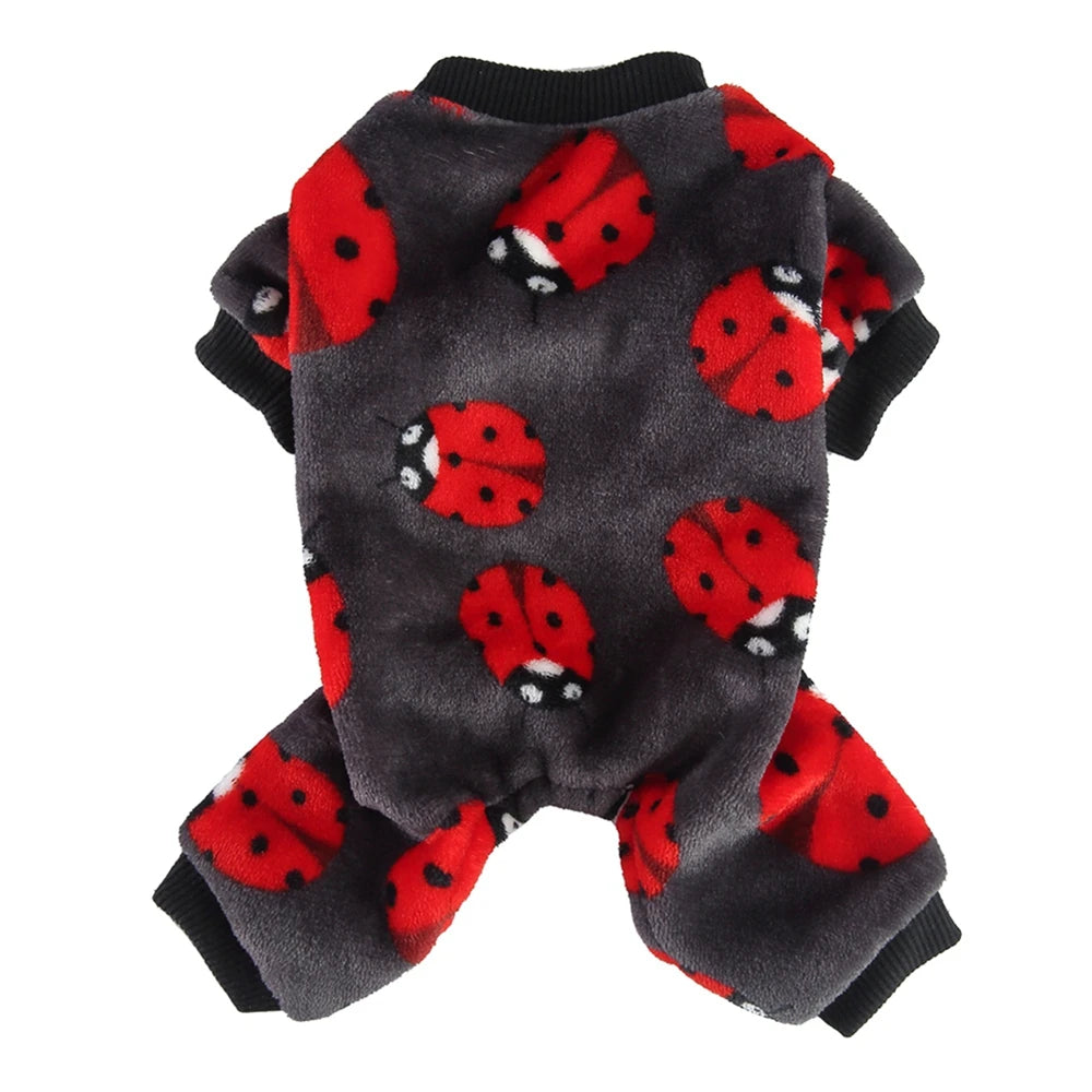 Dog Pajamas Winter Dog Clothes Dot Print Warm Jumpsuits Coat For Small Dogs Puppy Dog Cat Chihuahua Pomeranian Nightshirt Pants