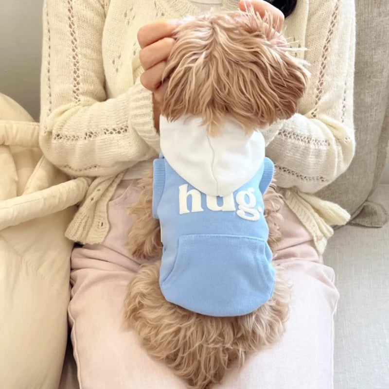 Autumn Warm Dog Hoodies Soft Plush Dog Clothes Letter Print Puppy Sweatshirts Fashion Cat Pullovers Pet Hoodies Poodle Outfits