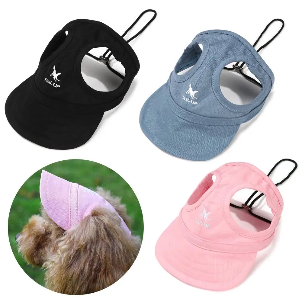 Pet Baseball Hat Cat Dog Visor Hat Adjustable Sun Cap  Summer Outdoor Sports Travel Sun Protection Hat With Ear Holes