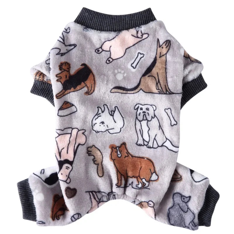 Dog Pajamas Winter Dog Clothes Print Warm Jumpsuit Coat For Small Dogs Puppy Dog Cat Chihuahua Pomeranian Clothing Jumpsuits