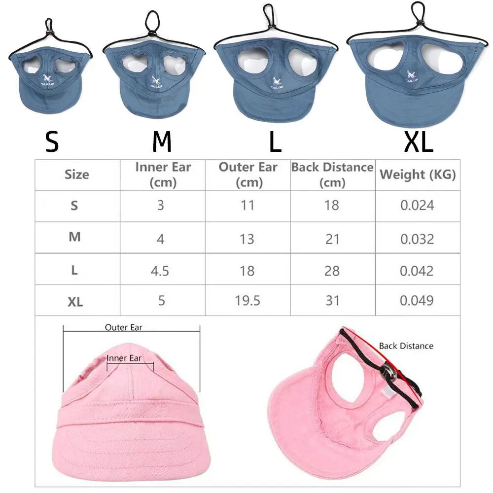 Pet Baseball Hat Cat Dog Visor Hat Adjustable Sun Cap  Summer Outdoor Sports Travel Sun Protection Hat With Ear Holes